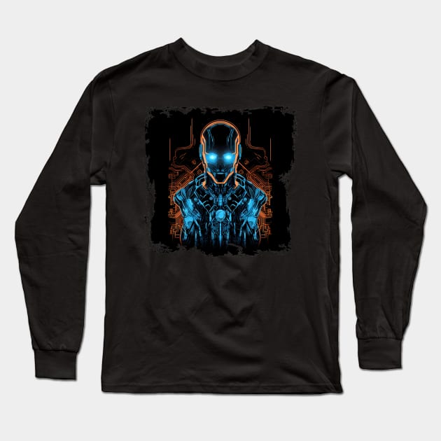 Artificial Intelligence AI Singularity Cyborg Robot Long Sleeve T-Shirt by MLArtifex